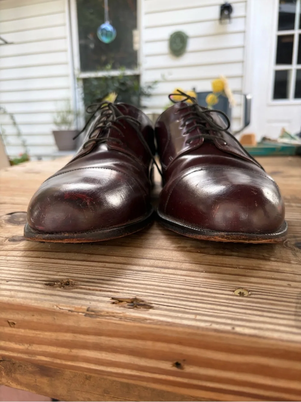 Cole Haan Men’s 13D Burgundy Oxblood Leather Cap Toe Derby Dress Shoes